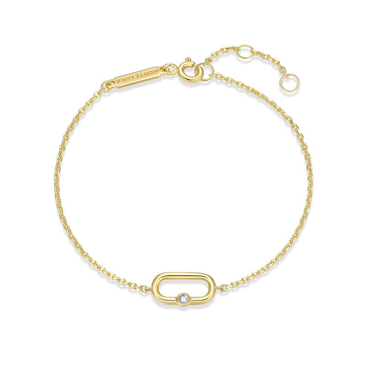 M by Monte Luna Lab-Grown Diamond Accent Paperclip Bracelet in 14K Yellow Gold Plated Sterling Silver