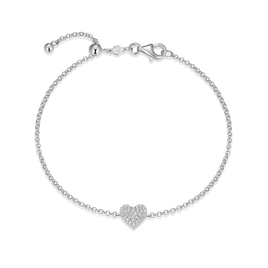 M by Monte Luna 1/10 ct. tw. Lab-Grown Diamond Heart Bracelet in Sterling Silver