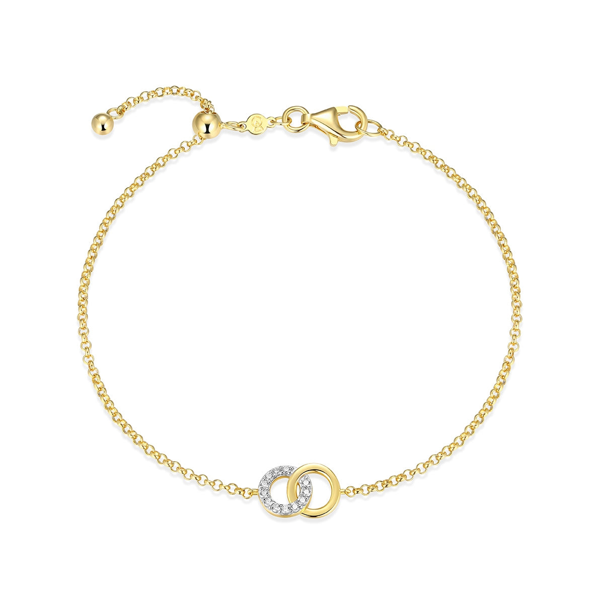 M by Monte Luna 1/10 ct. tw. Lab-Grown Diamond Double Circle Bracelet in 14K Yellow Gold Plated Sterling Silver
