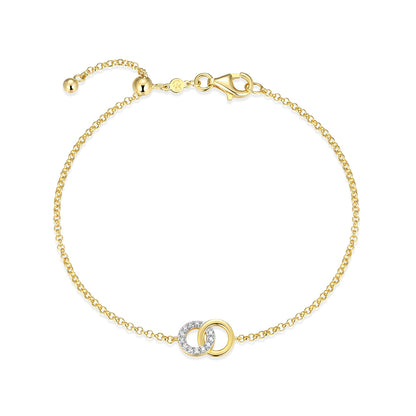 M by Monte Luna 1/10 ct. tw. Lab-Grown Diamond Double Circle Bracelet in 14K Yellow Gold Plated Sterling Silver
