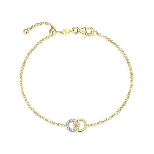 M by Monte Luna 1/10 ct. tw. Lab-Grown Diamond Double Circle Bracelet in 14K Yellow Gold Plated Sterling Silver