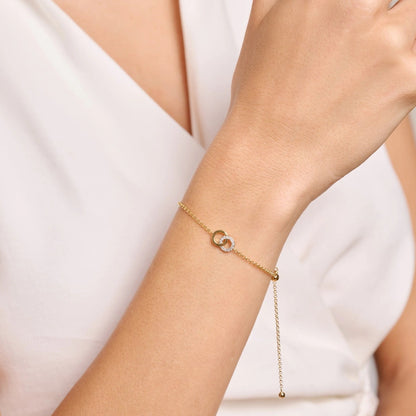 M by Monte Luna 1/10 ct. tw. Lab-Grown Diamond Double Circle Bracelet in 14K Yellow Gold Plated Sterling Silver front view