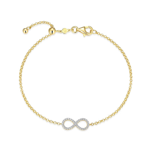 M by Monte Luna 1/10 ct. tw. Lab-Grown Diamond Infinity Bracelet in 14K Yellow Gold Plated Sterling Silver