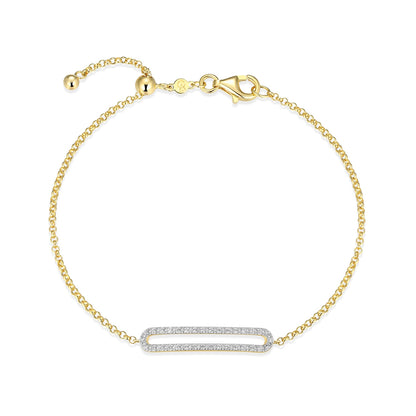 M by Monte Luna 1/10 ct. tw. Lab-Grown Diamond Long Paperclip Bracelet in 14k Yellow Gold Plated Sterling Silver