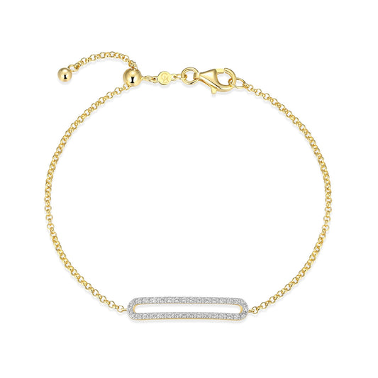 M by Monte Luna 1/10 ct. tw. Lab-Grown Diamond Long Paperclip Bracelet in 14k Yellow Gold Plated Sterling Silver