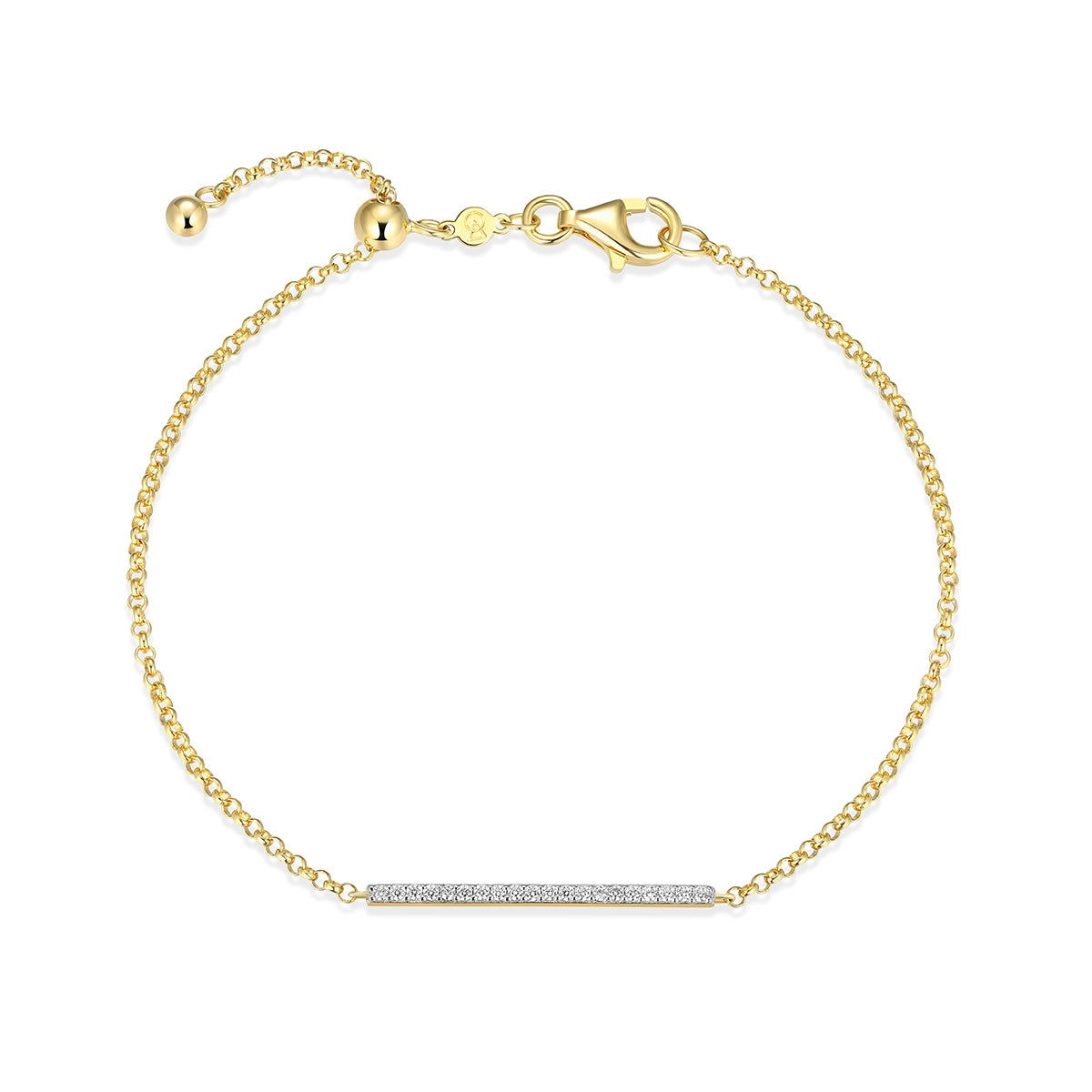 M by Monte Luna 1/10 ct. tw. Lab-Grown Diamond Bar Bracelet in 14K Yellow Gold Plated Sterling Silver