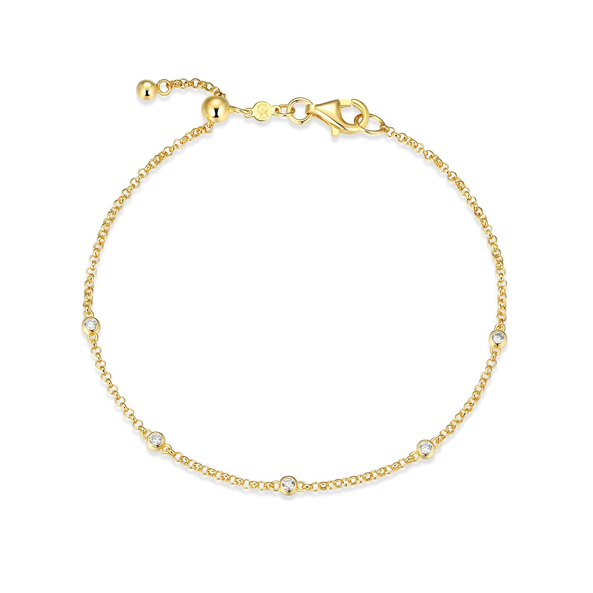 M by Monte Luna 1/10 ct. tw. Lab-Grown Diamond Station Bracelet in 14K Yellow Gold Plated Sterling Silver