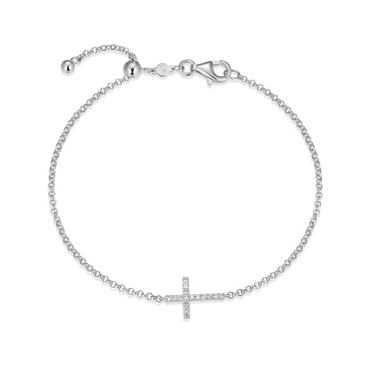 M by Monte Luna 1/10 ct. tw. Lab-Grown Diamond Cross Bracelet in Sterling Silver