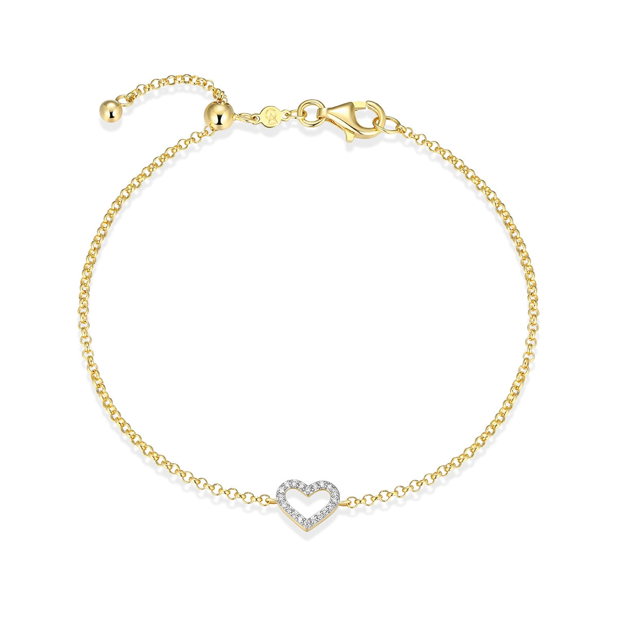 M by Monte Luna 1/10 ct. tw. Lab-Grown Diamond Heart Bracelet in 14K Yellow Gold Plated Sterling Silver