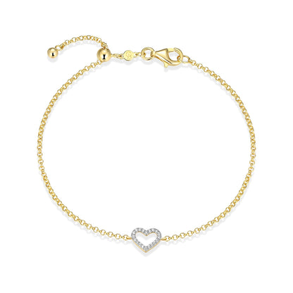 M by Monte Luna 1/10 ct. tw. Lab-Grown Diamond Heart Bracelet in 14K Yellow Gold Plated Sterling Silver