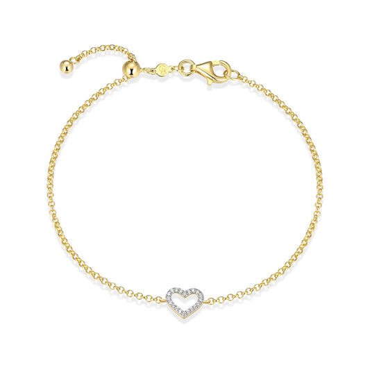 M by Monte Luna 1/10 ct. tw. Lab-Grown Diamond Heart Bracelet in 14K Yellow Gold Plated Sterling Silver