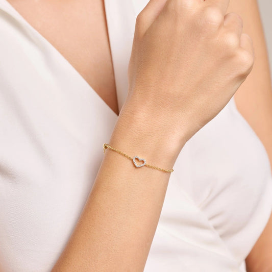 M by Monte Luna 1/10 ct. tw. Lab-Grown Diamond Heart Bracelet in 14K Yellow Gold Plated Sterling Silver front view