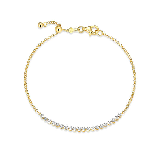 M by Monte Luna 1/10 ct. tw. Lab-Grown Diamond Line Bracelet in 14K Yellow Gold Plated Sterling Silver