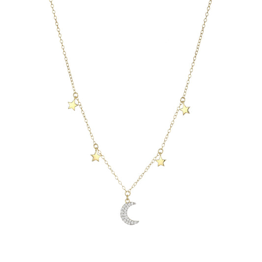 M by Monte Luna 1/10 ct. tw. Lab-Grown Diamond Celestial Necklace in 14K Yellow Gold Plated Sterling Silver
