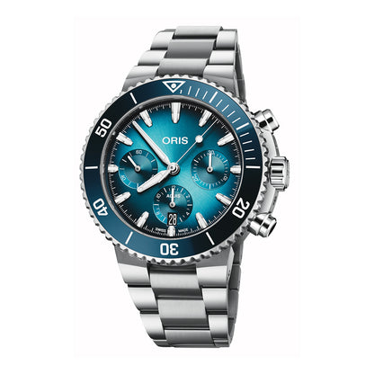 aquis chronograph oris blue dial watch