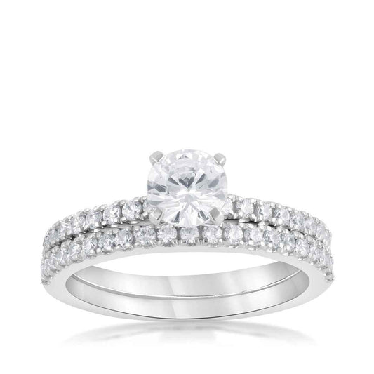 Adamante 1-1/4ct. tw. Lab-Grown Wedding Set in 14K White Gold