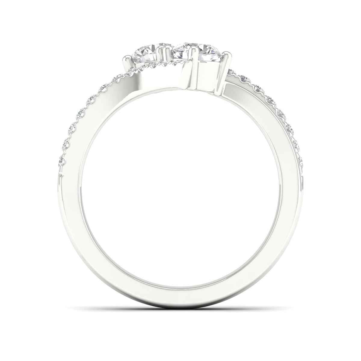 Adamante 1 ct. tw. Lab-Grown Round Brilliant 2-Stone Diamond Ring in 14K White Gold front view