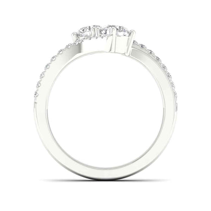 Adamante 1 ct. tw. Lab-Grown Round Brilliant 2-Stone Diamond Ring in 14K White Gold front view