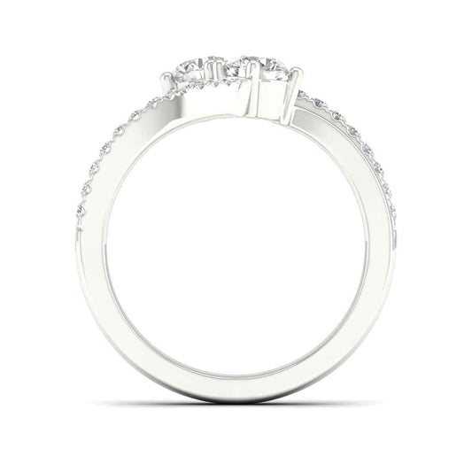 Adamante 1 ct. tw. Lab-Grown Round Brilliant 2-Stone Diamond Ring in 14K White Gold front view