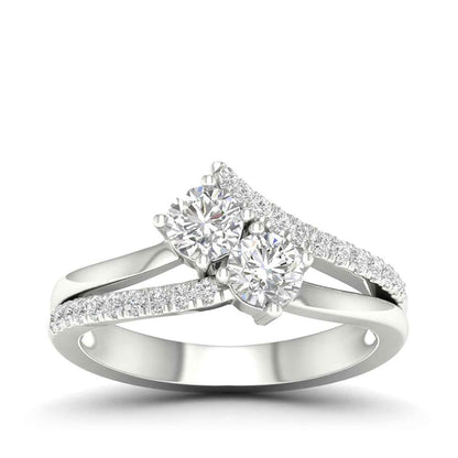 Adamante 1 ct. tw. Lab-Grown Round Brilliant 2-Stone Diamond Ring in 14K White Gold
