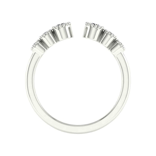 Adamante 1/5 ct. tw. Lab-Grown Diamond Milgrain Open Ring in 10K White Gold front view