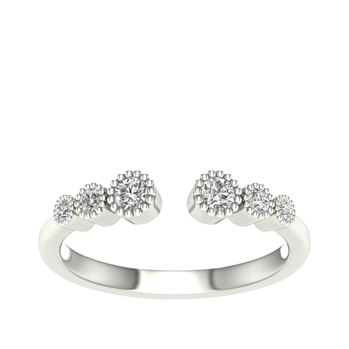 Adamante 1/5 ct. tw. Lab-Grown Diamond Milgrain Open Ring in 10K White Gold