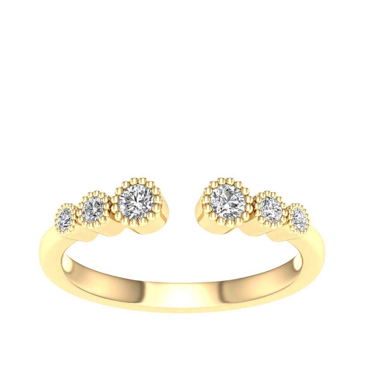 Adamante 1/5 ct. tw. Lab-Grown Diamond Milgrain Open Ring in 10K Yellow Gold