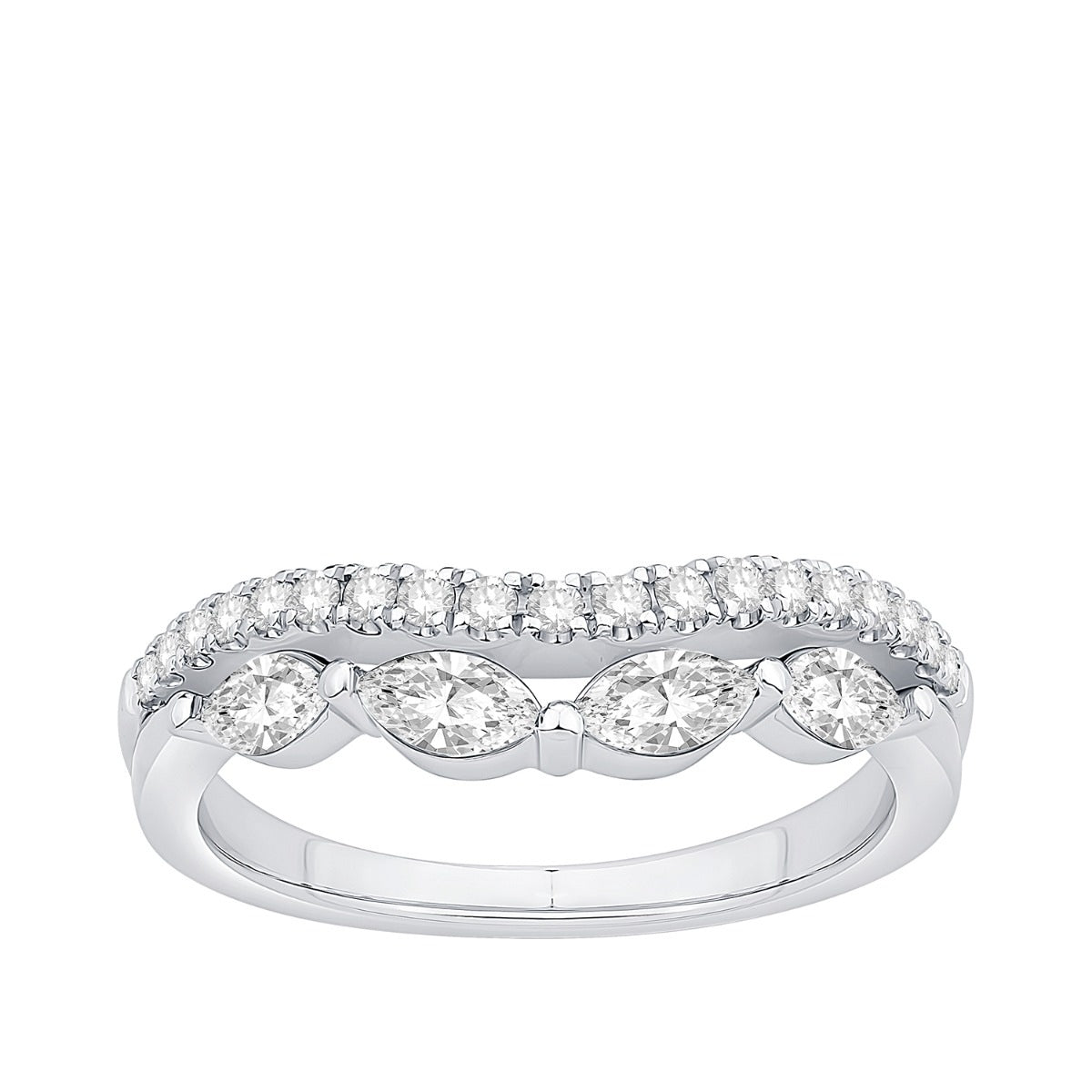 Adamante 3/4 ct. tw. Lab-Grown Marquise Diamond Contour Anniversary Ring in 14K White Gold