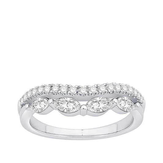 Adamante 3/4 ct. tw. Lab-Grown Marquise Diamond Contour Anniversary Ring in 14K White Gold