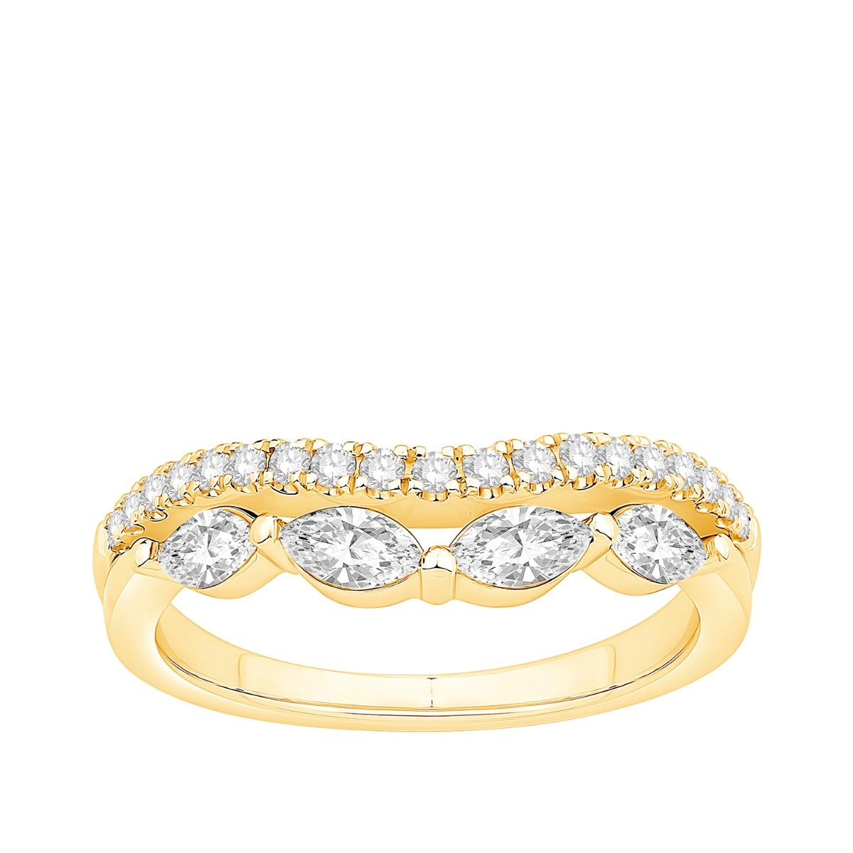 Adamante 3/4 ct. tw. Lab-Grown Marquise Diamond Contour Anniversary Ring in 14K Yellow Gold