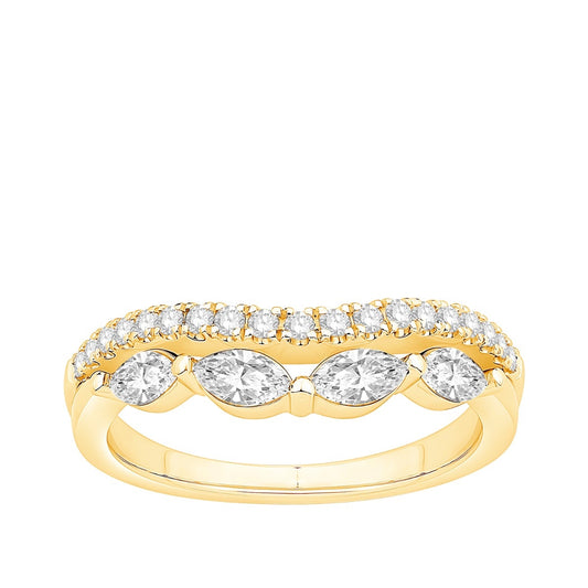 Adamante 3/4 ct. tw. Lab-Grown Marquise Diamond Contour Anniversary Ring in 14K Yellow Gold