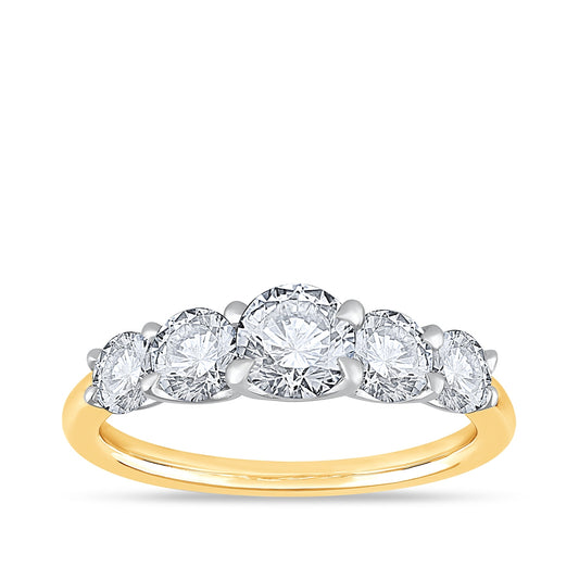 Adamante 1-1/2 ct. tw. Lab-Grown 5-Stone Diamond Graduated Anniversary Ring in 14K Yellow Gold