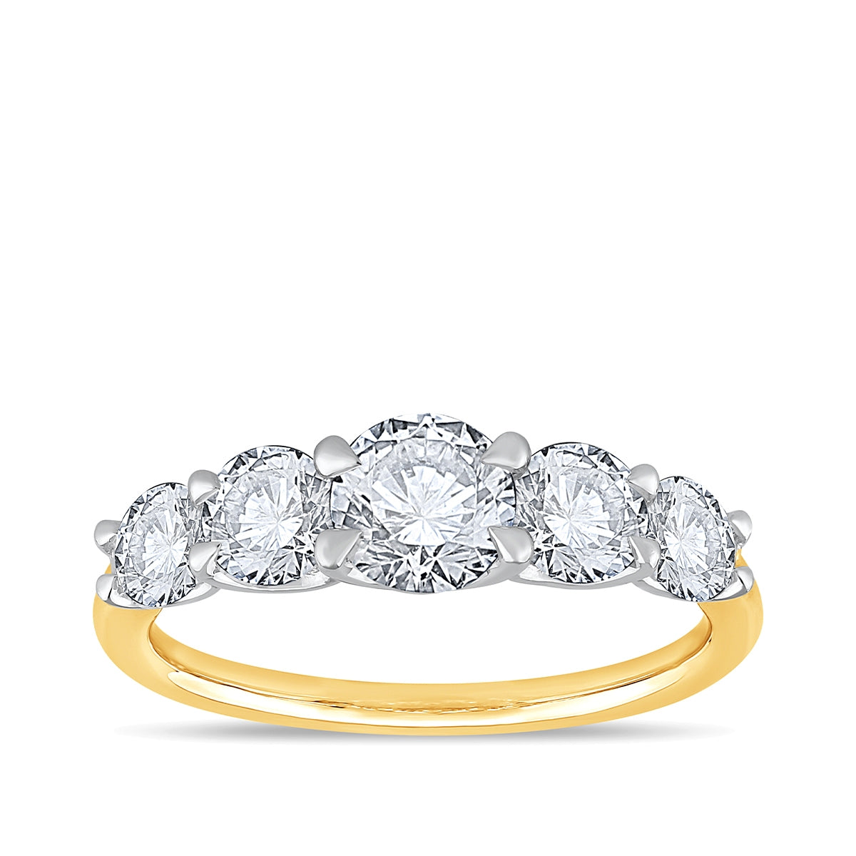 Adamante 2 ct. tw. Lab-Grown 5-Stone Diamond Graduated Anniversary Ring in 14K Yellow Gold