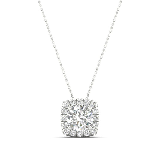 Adamante 5/8 ct. tw. Lab-Grown Diamond Halo Pendant in 10K White Gold