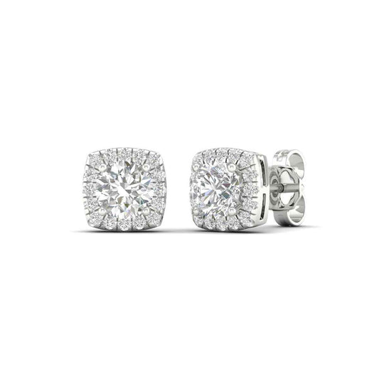 Adamante 1-1/5 ct. tw. Lab-Grown Cushion Diamond Halo Earrings in 10K White Gold