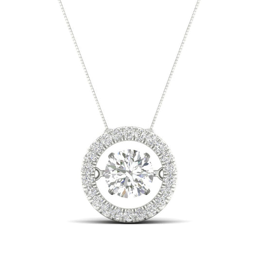 Adamante 7/8 ct. tw. Lab-Grown Diamond Floating Halo Pendant in 10K White Gold