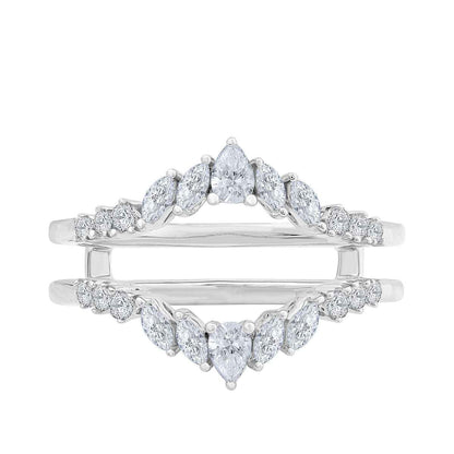 Adamante 1/2 ct. tw. Lab-Grown Pear & Marquise & Round Diamond Ring Enhancer in 10K White Gold front view