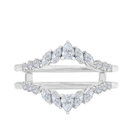 Adamante 1/2 ct. tw. Lab-Grown Pear & Marquise & Round Diamond Ring Enhancer in 10K White Gold front view