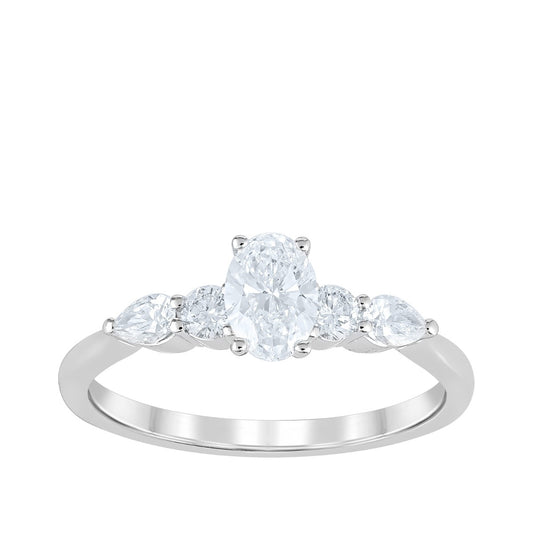 Adamante 3/4 ct. tw. Lab-Grown Oval Diamond Engagement Ring in 14K White Gold