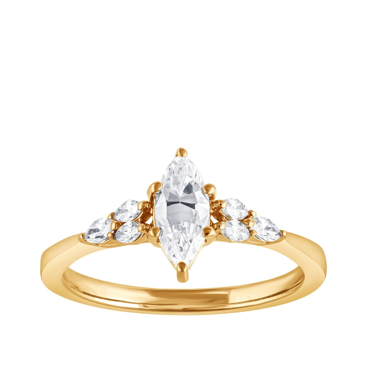 Adamante 3/4 ct. tw. Lab-Grown Marquise Diamond Trio Side Stone Engagement Ring in 14K Yellow Gold