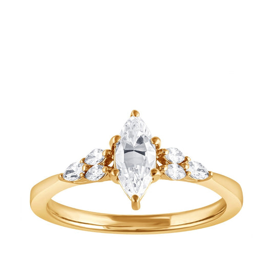 Adamante 3/4 ct. tw. Lab-Grown Marquise Diamond Trio Side Stone Engagement Ring in 14K Yellow Gold