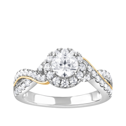 Adamante 1-1/4 ct. tw. Lab-Grown Round Brilliant Diamond Halo Engagement Ring in 14K Yellow & White Gold
