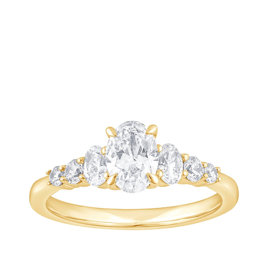 Adamante 1-1/3 ct. tw. Lab-Grown Oval Diamond Graduated Engagement Ring in 14K Yellow Gold