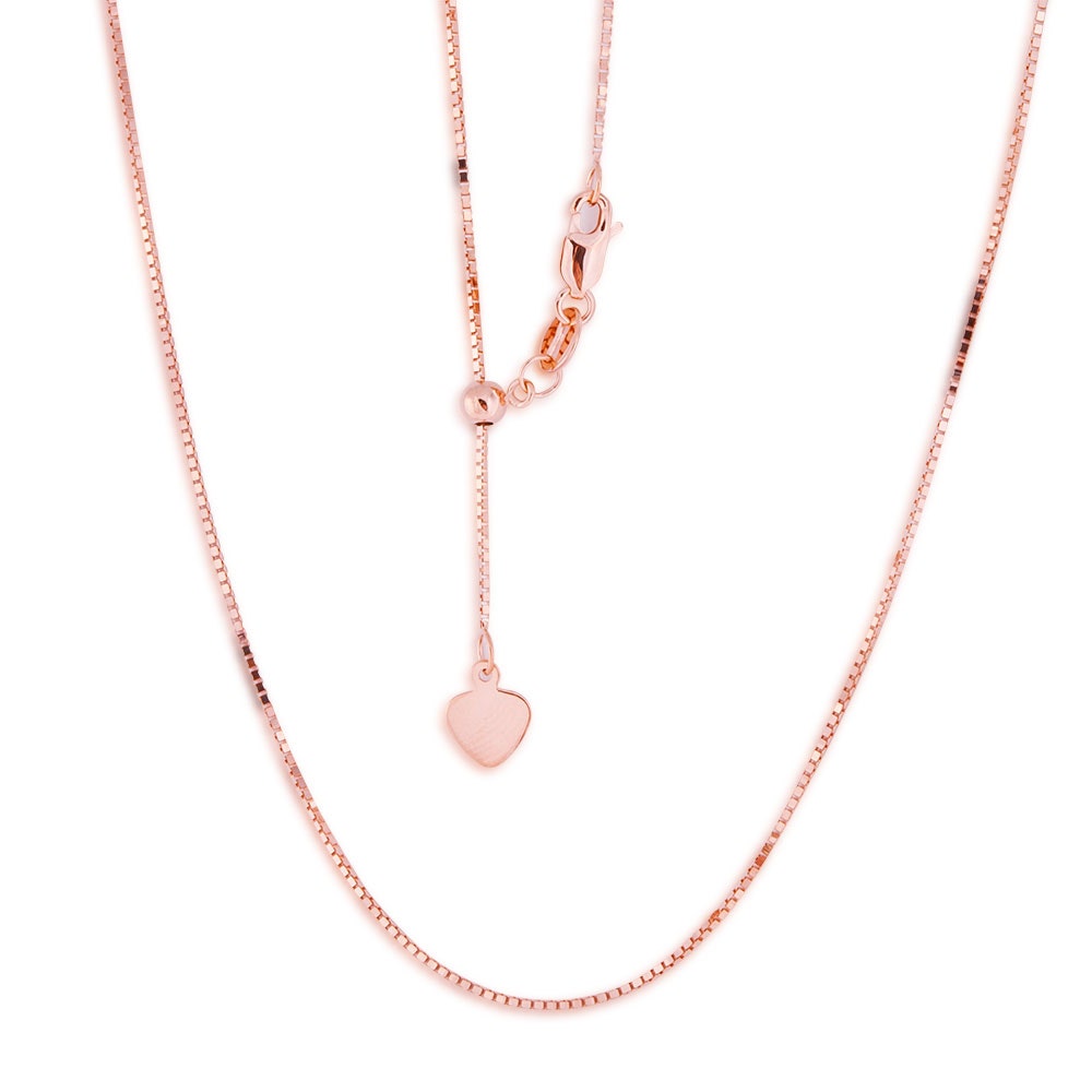 .5mm 22-inch Adjustable Box Chain in 14K Pink Gold
