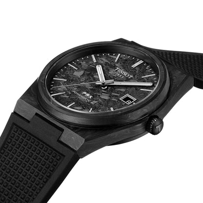 Tissot Men's Automatic Black Stainless Steel Watch with Black Dial & Rubber Strap