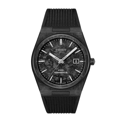 Tissot Men's Automatic Black Stainless Steel Watch with Black Dial & Rubber Strap