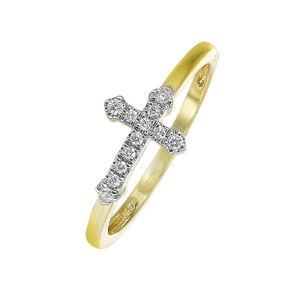 Passion 1/10 ct. tw. Diamond Cross Ring in 14K Yellow Gold front view