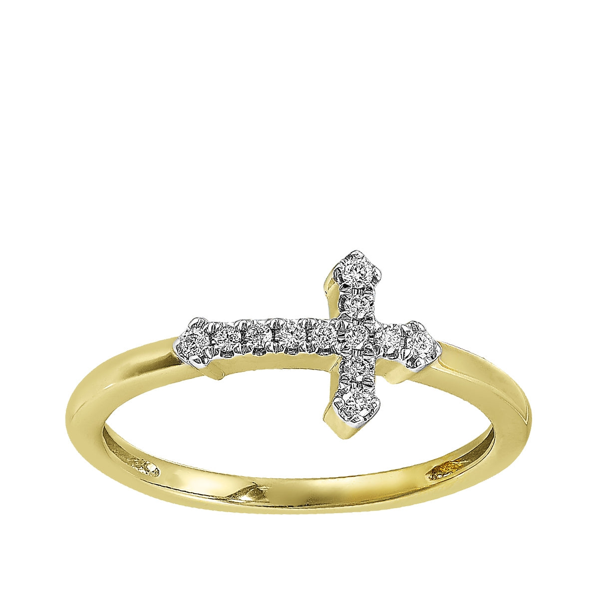 Passion 1/10 ct. tw. Diamond Cross Ring in 14K Yellow Gold