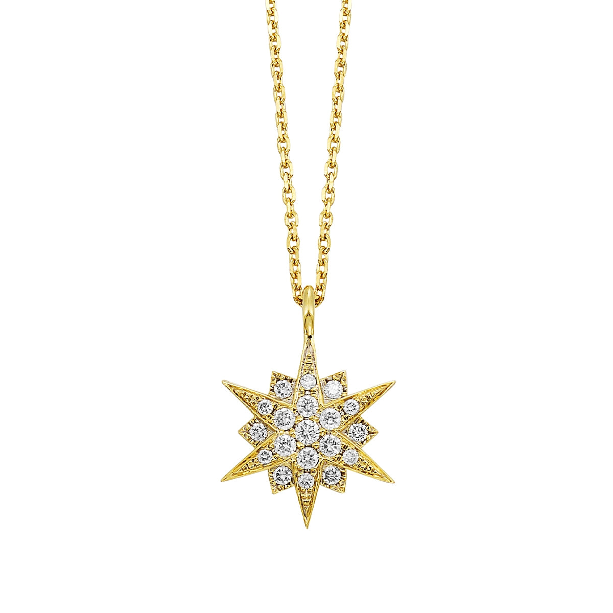 Passion 1/8 ct. tw. Diamond Starburst Pendant in 14K Yellow Gold