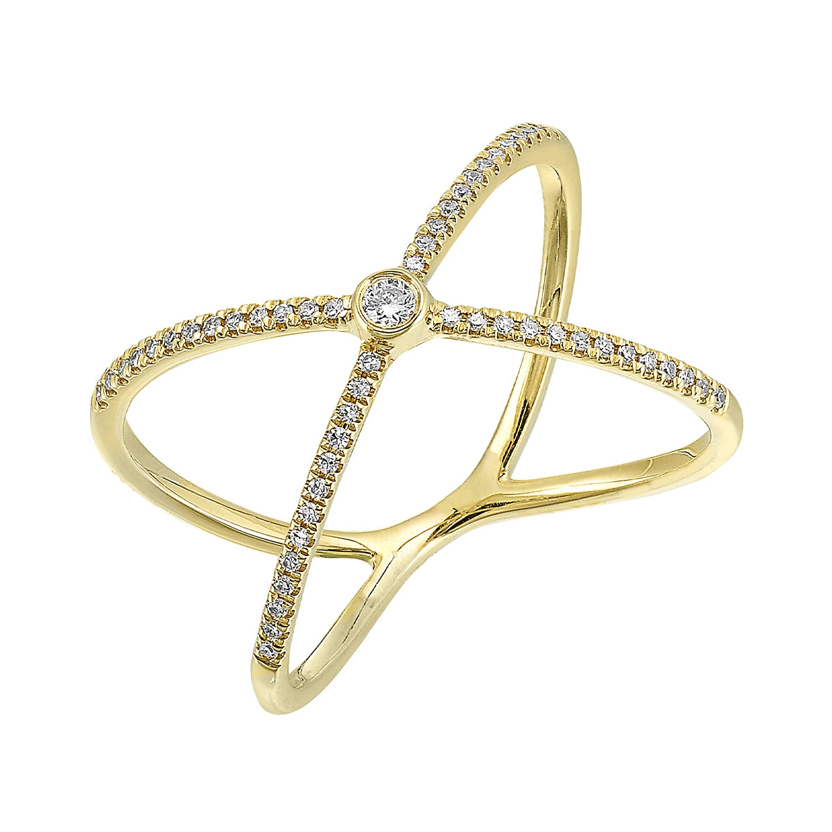 Passion 1/6 ct. tw. Diamond Criss Cross Ring in 14K Yellow Gold front view